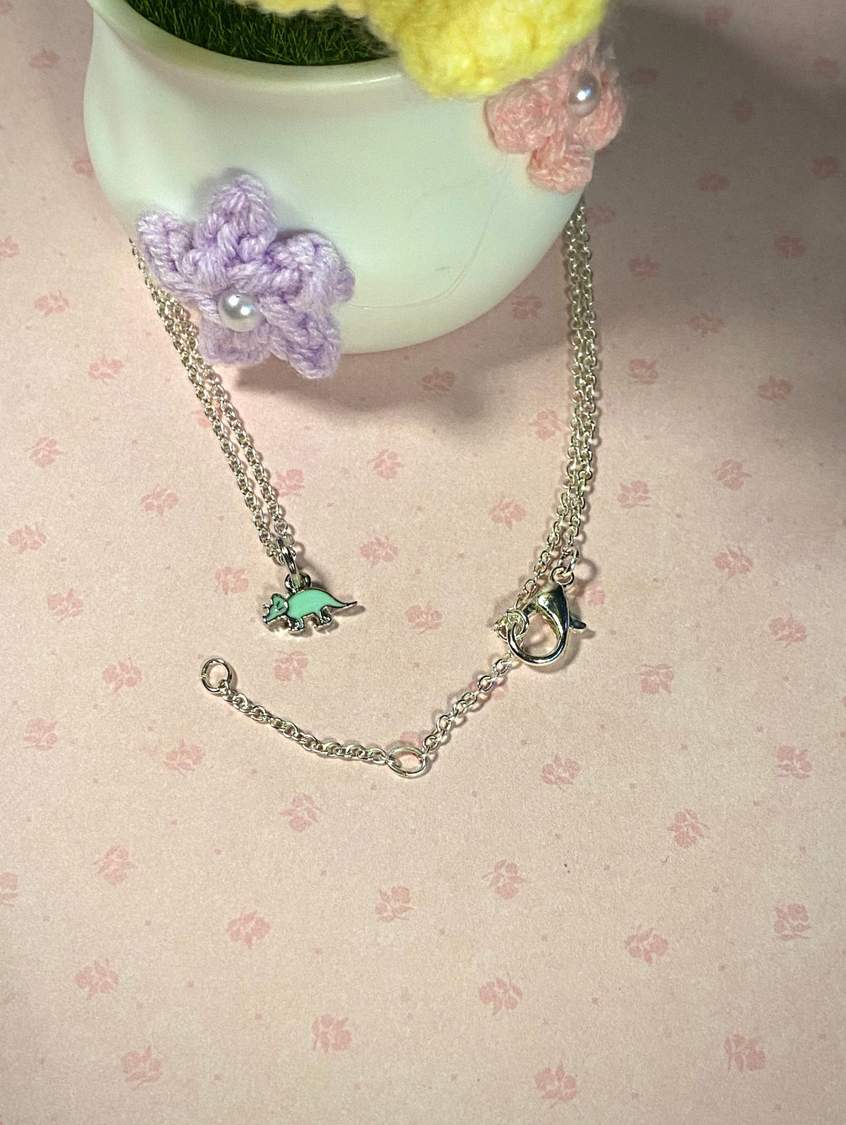Silver Triceratops Necklace