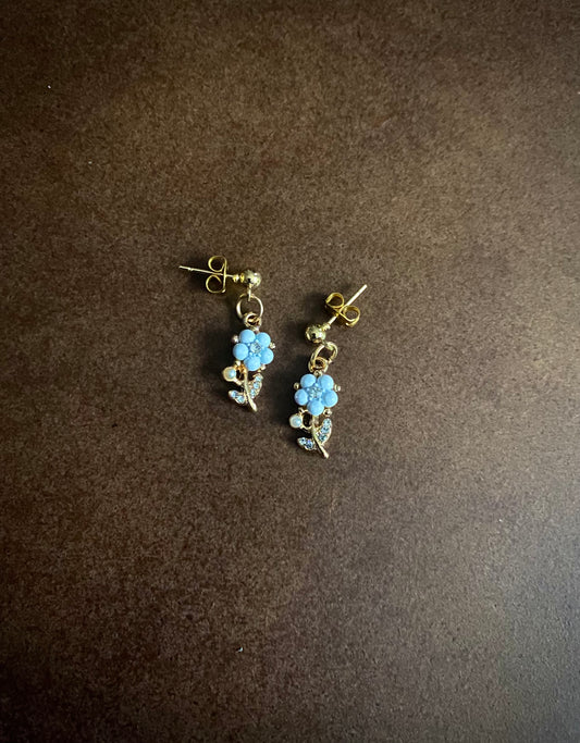 Floral and Gold Earrings
