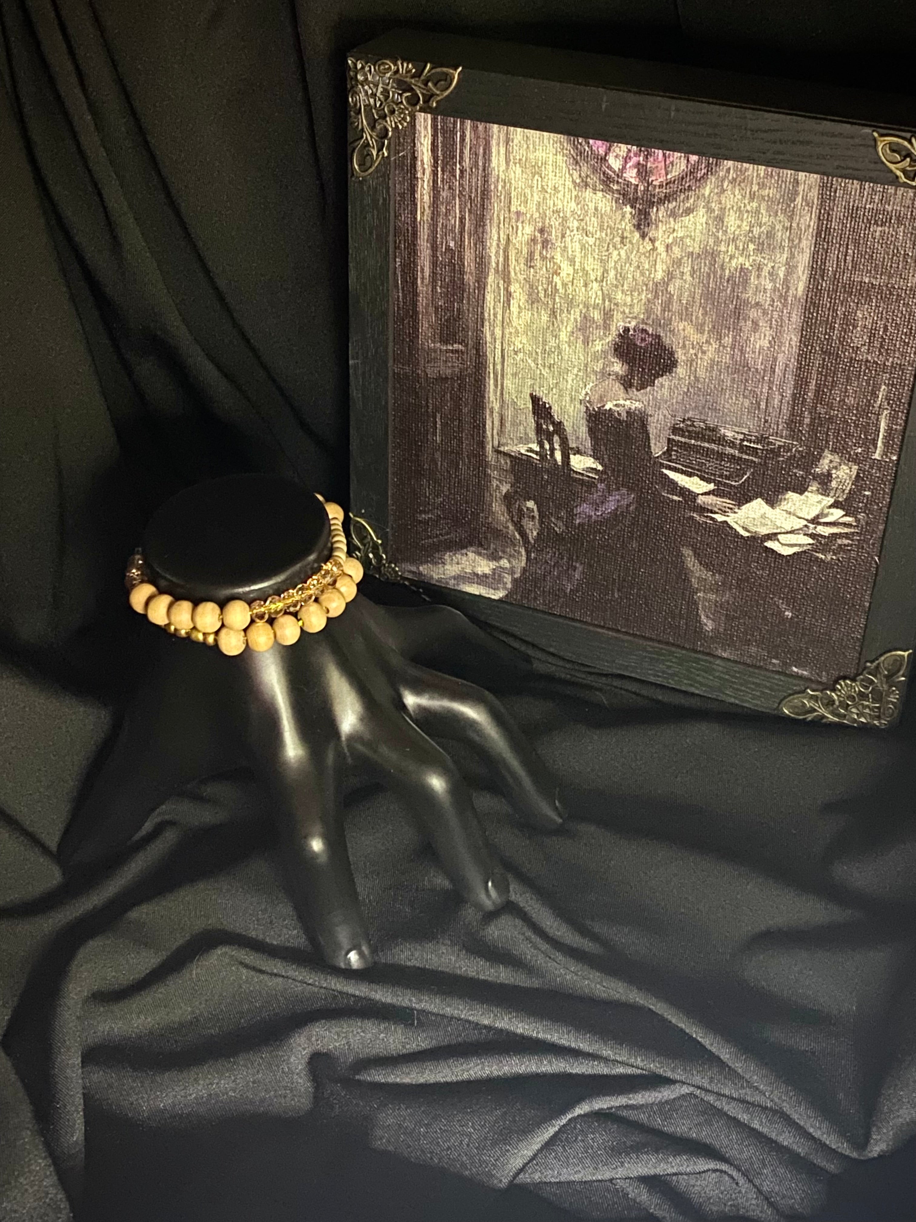 Wooden and Gold Bead Bracelet