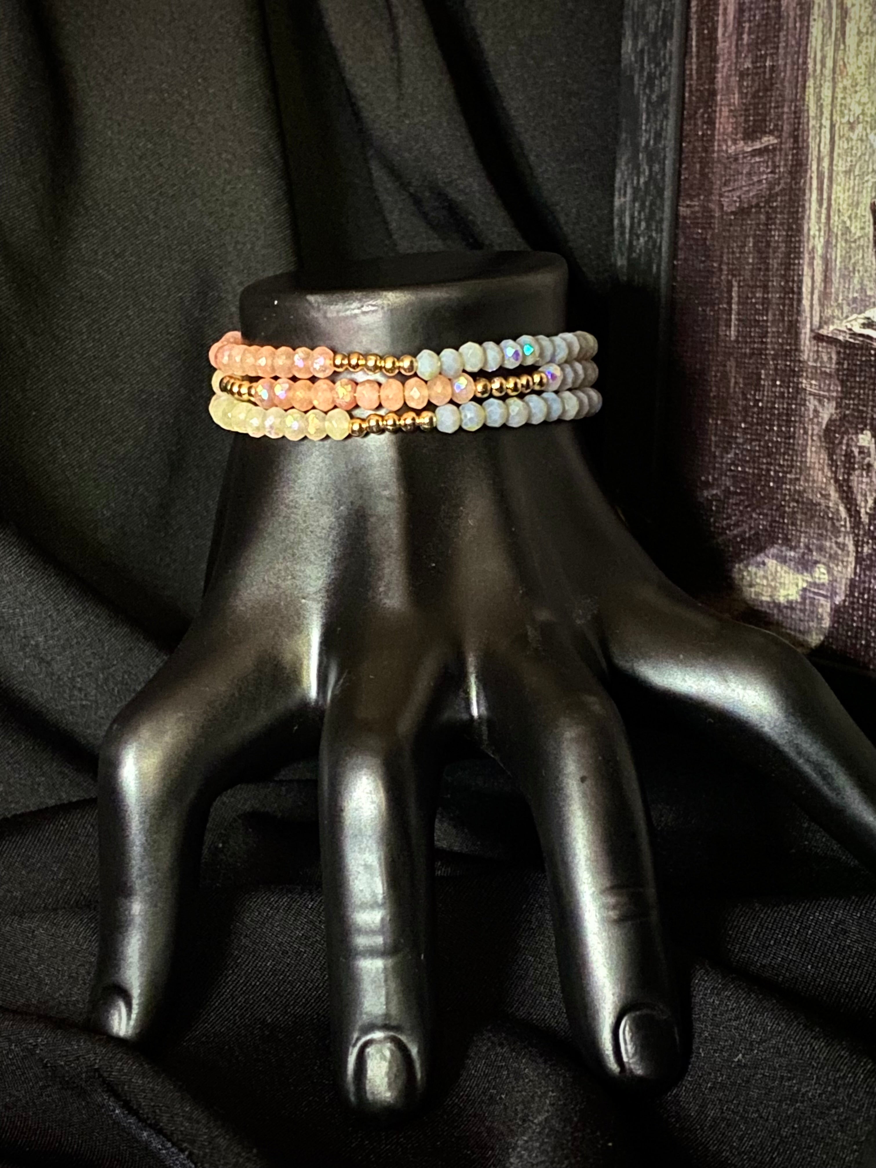 Small Blue, Pink, White Bracelet Stack
