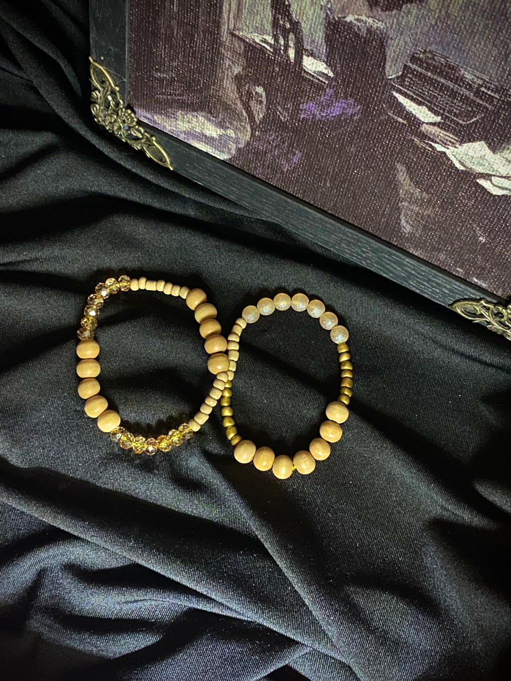 Wooden and Gold Bead Bracelet