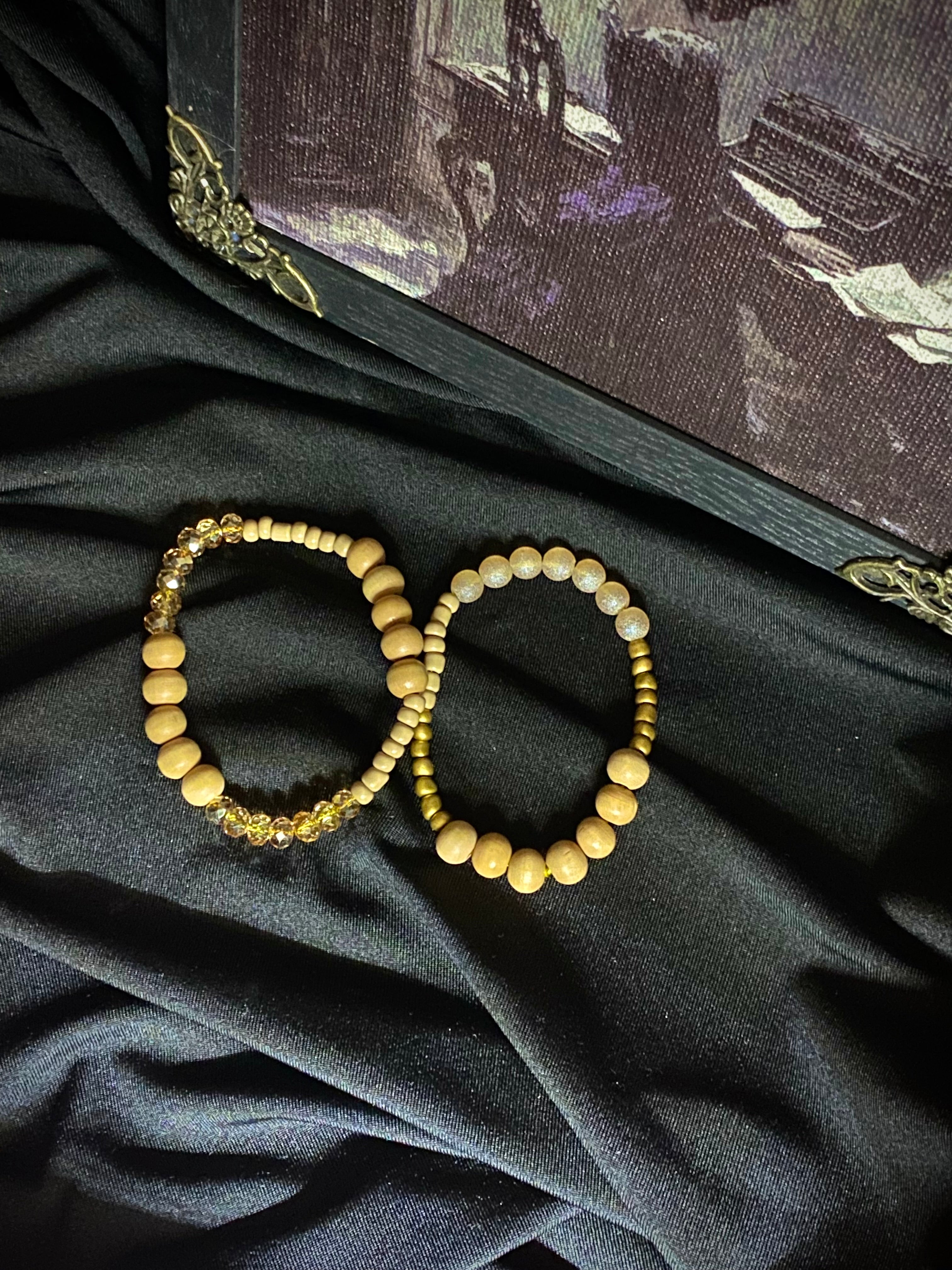 Wooden and Gold Bead Bracelet