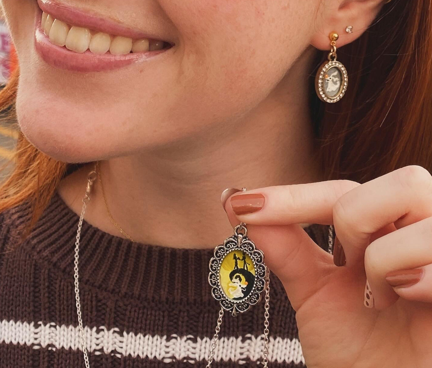Spooky Cute jewelry set on customer
