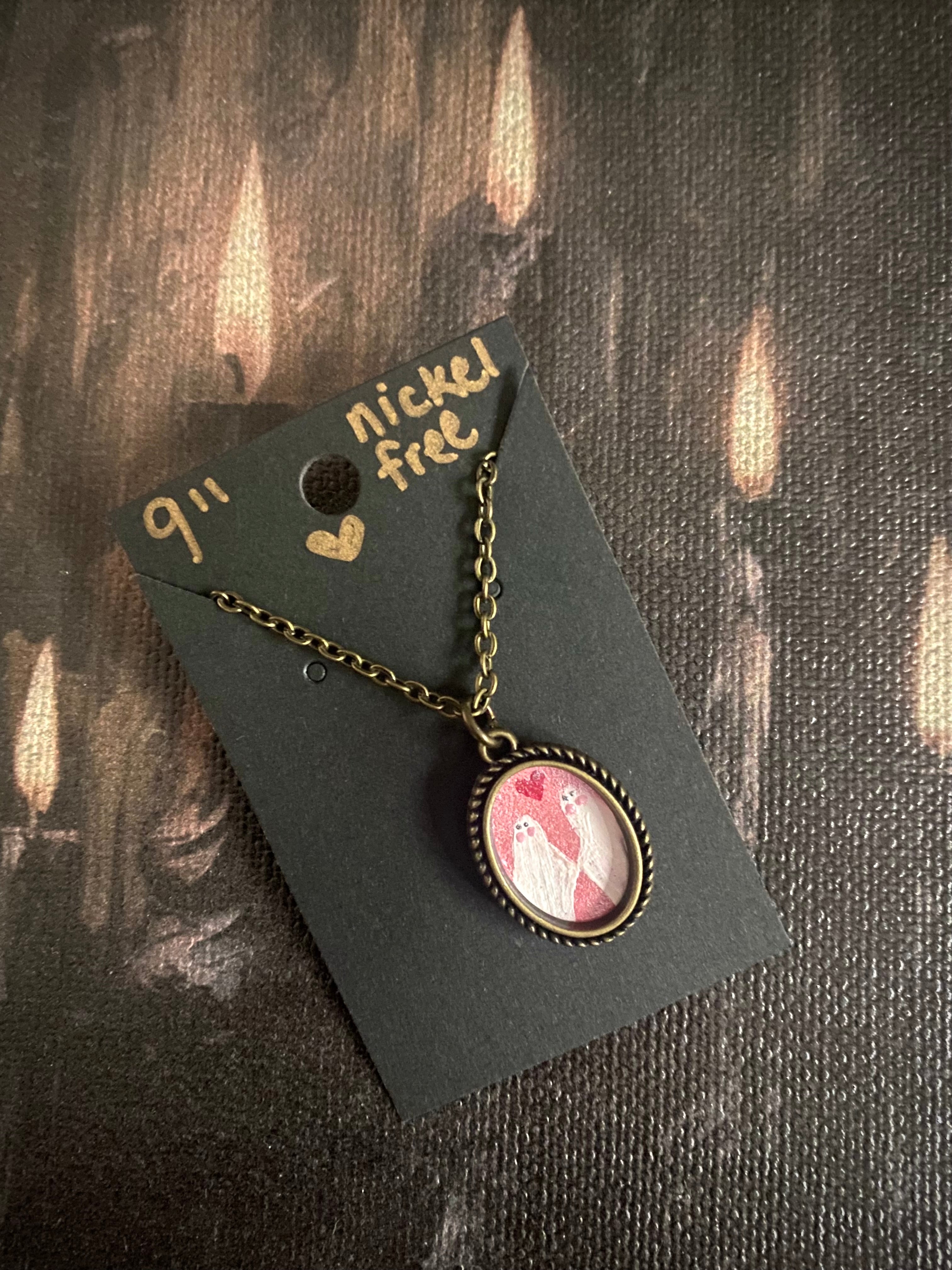 Ghost Couple Oval Necklace