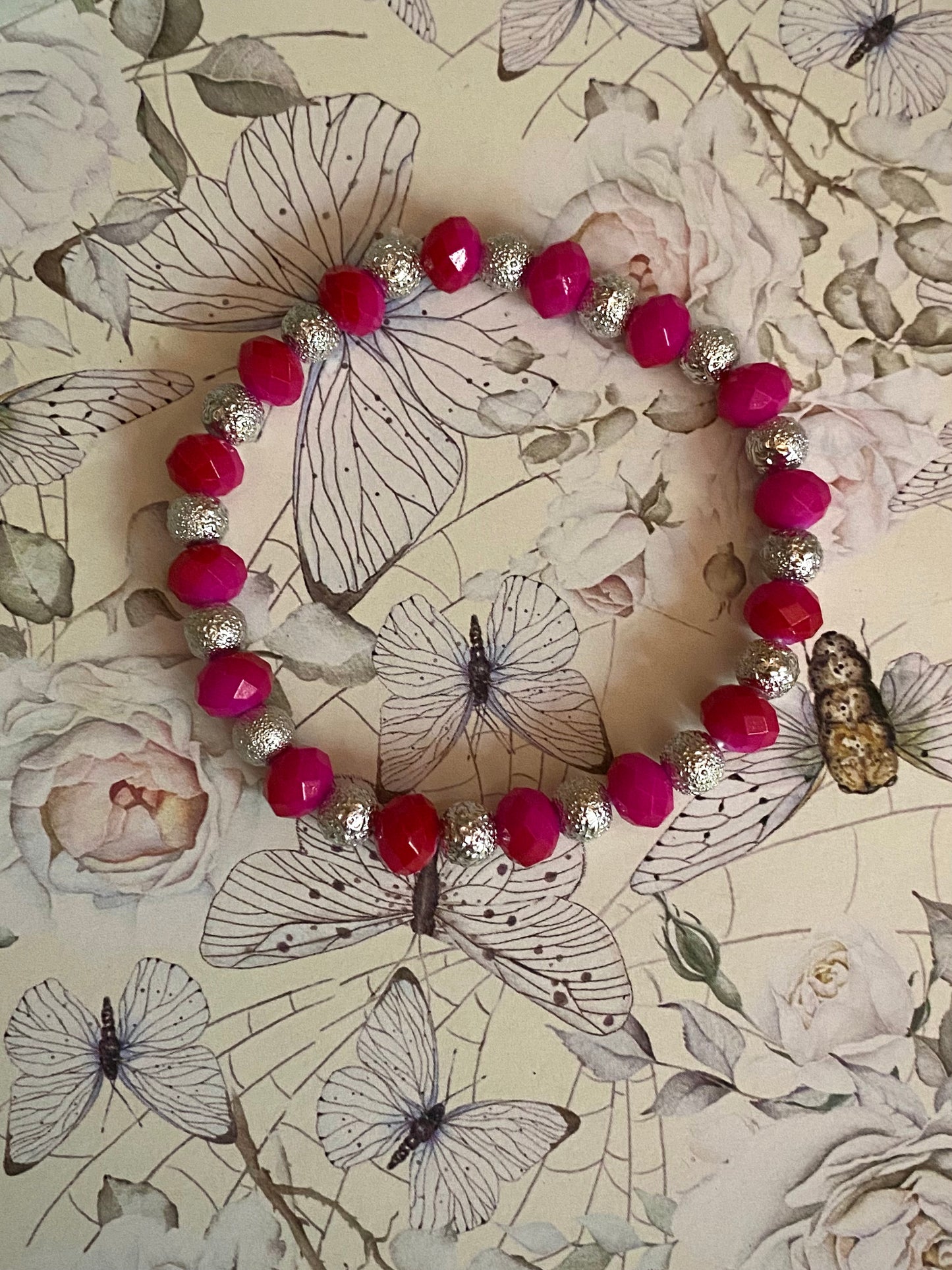 Bright Pink and Silver Bracelet