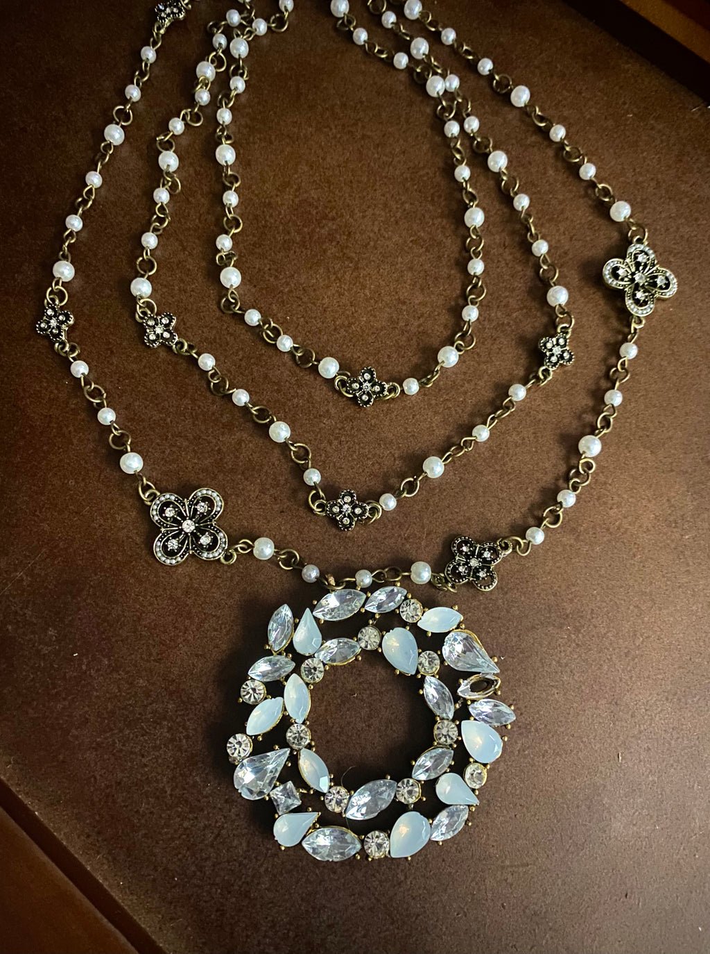 Large Sparkle Pendant Layered Necklace