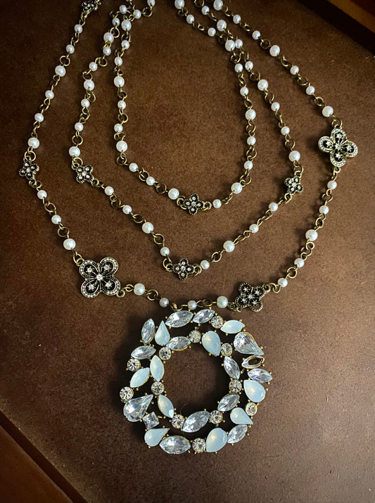 Large Sparkle Pendant Layered Necklace