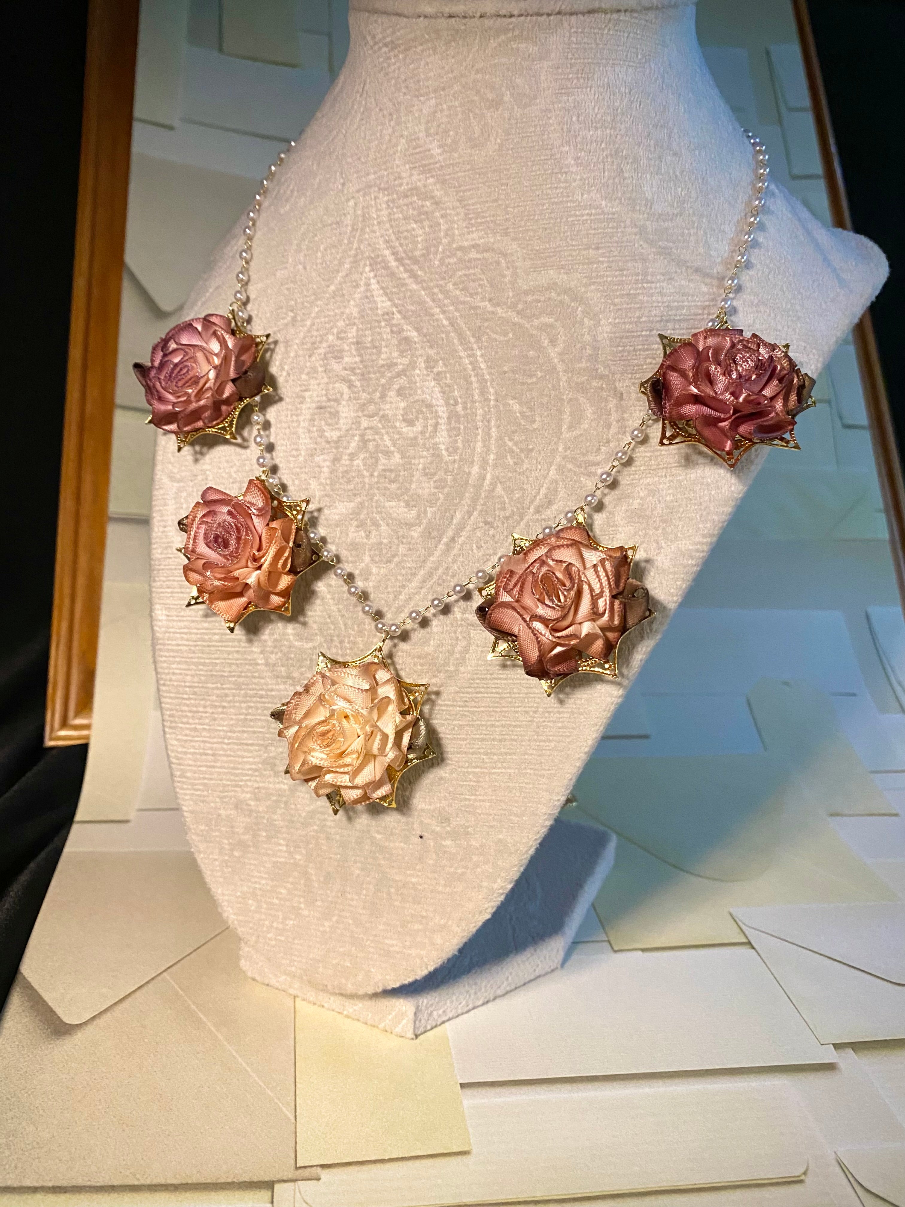 Fabric Roses and Pearls