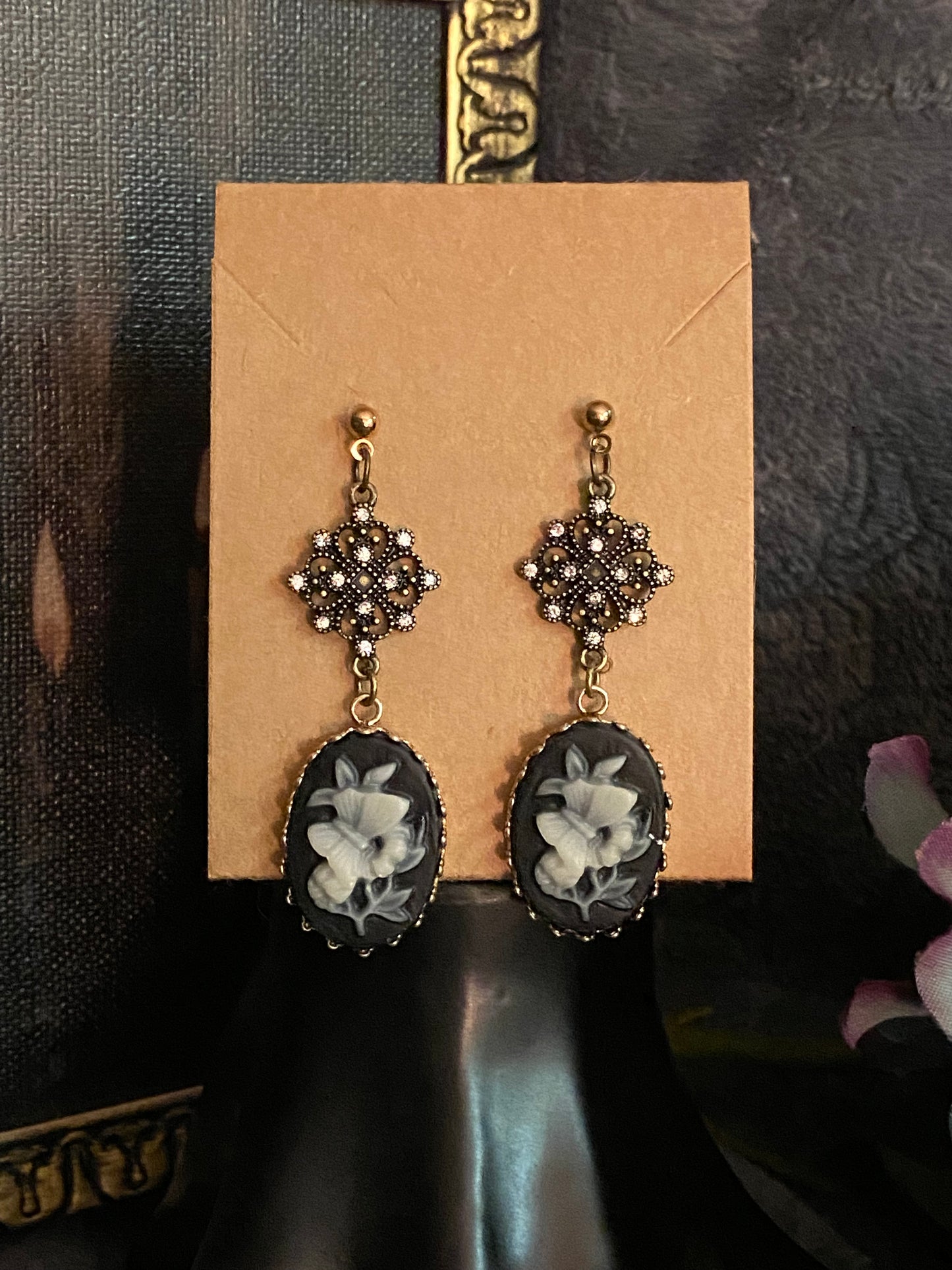 Flower Cameo Earrings