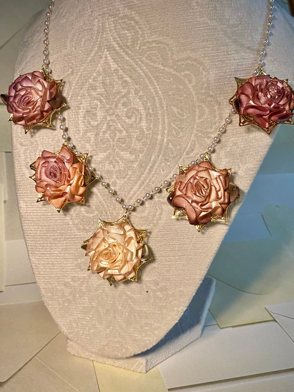 Fabric Roses and Pearls