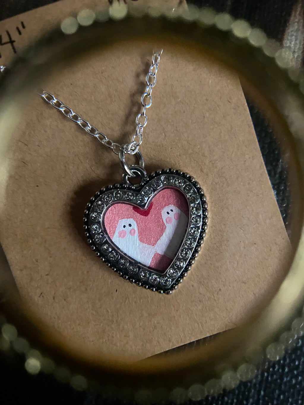 Ghost Couple Heart Necklace