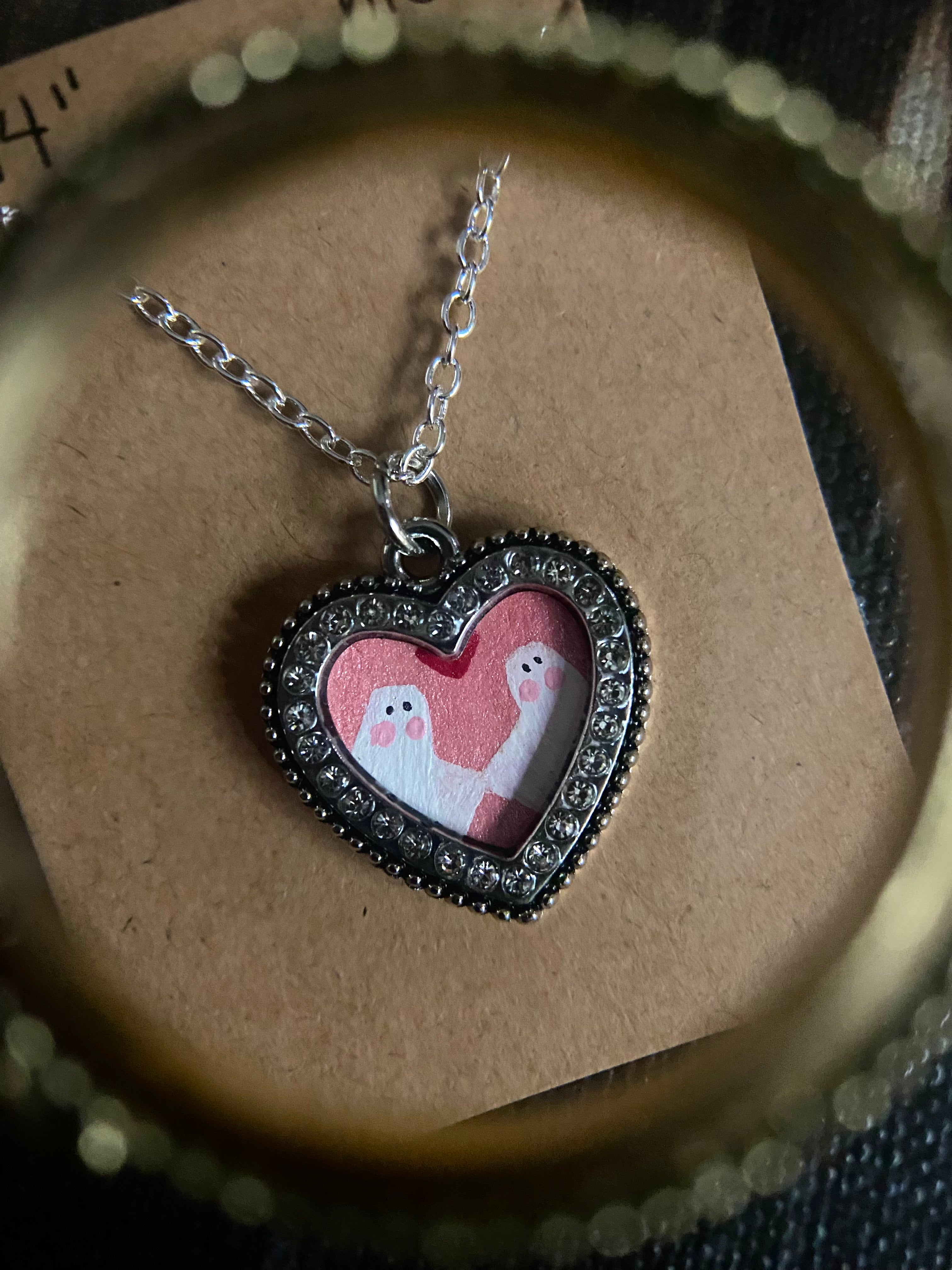 Ghost Couple Heart Necklace