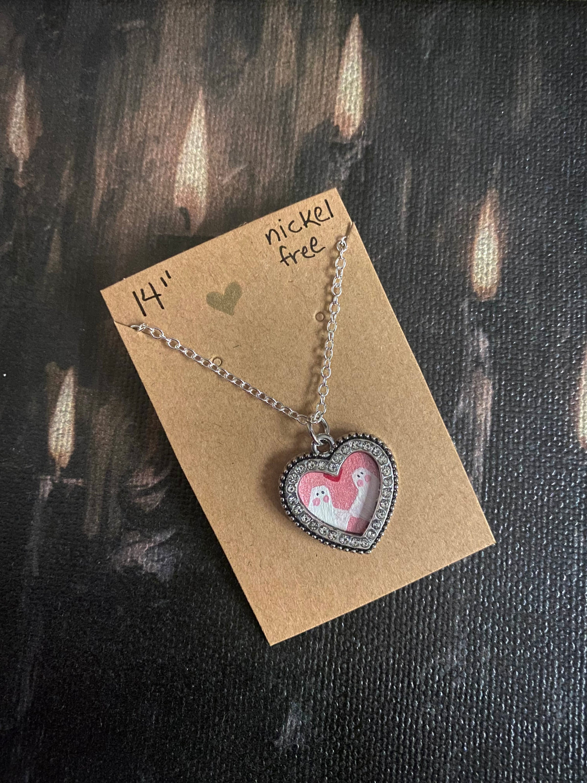 Ghost Couple Heart Necklace