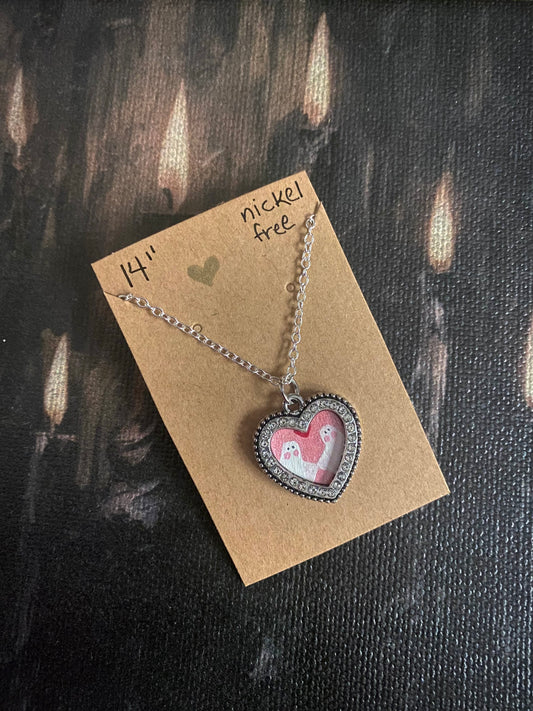 Ghost Couple Heart Necklace