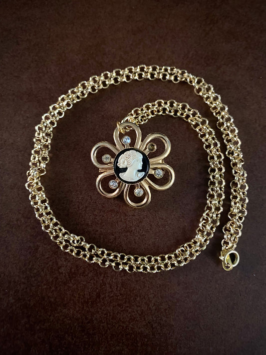 Small Cameo Flower Necklace