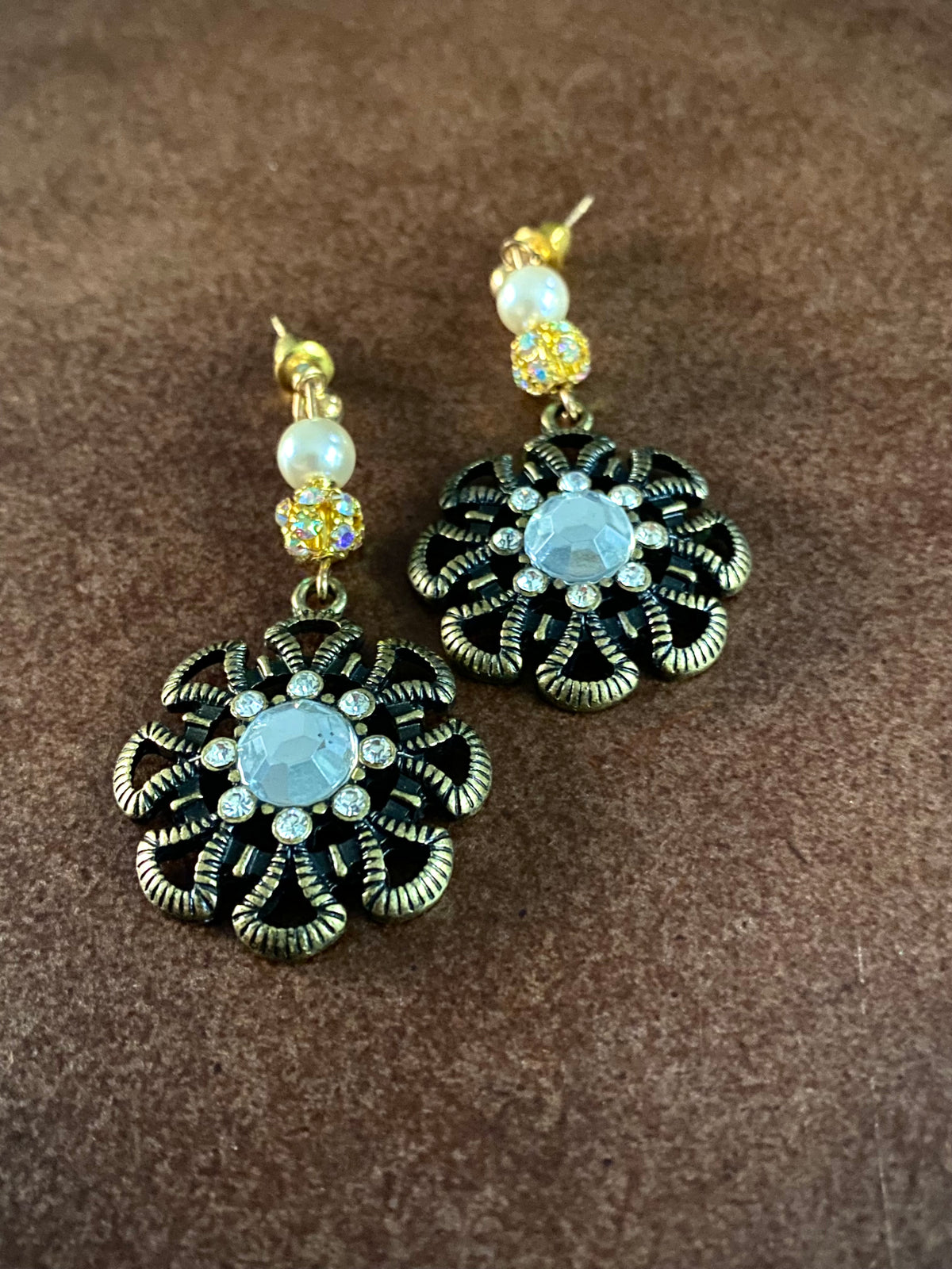 Brass Flower Earrings