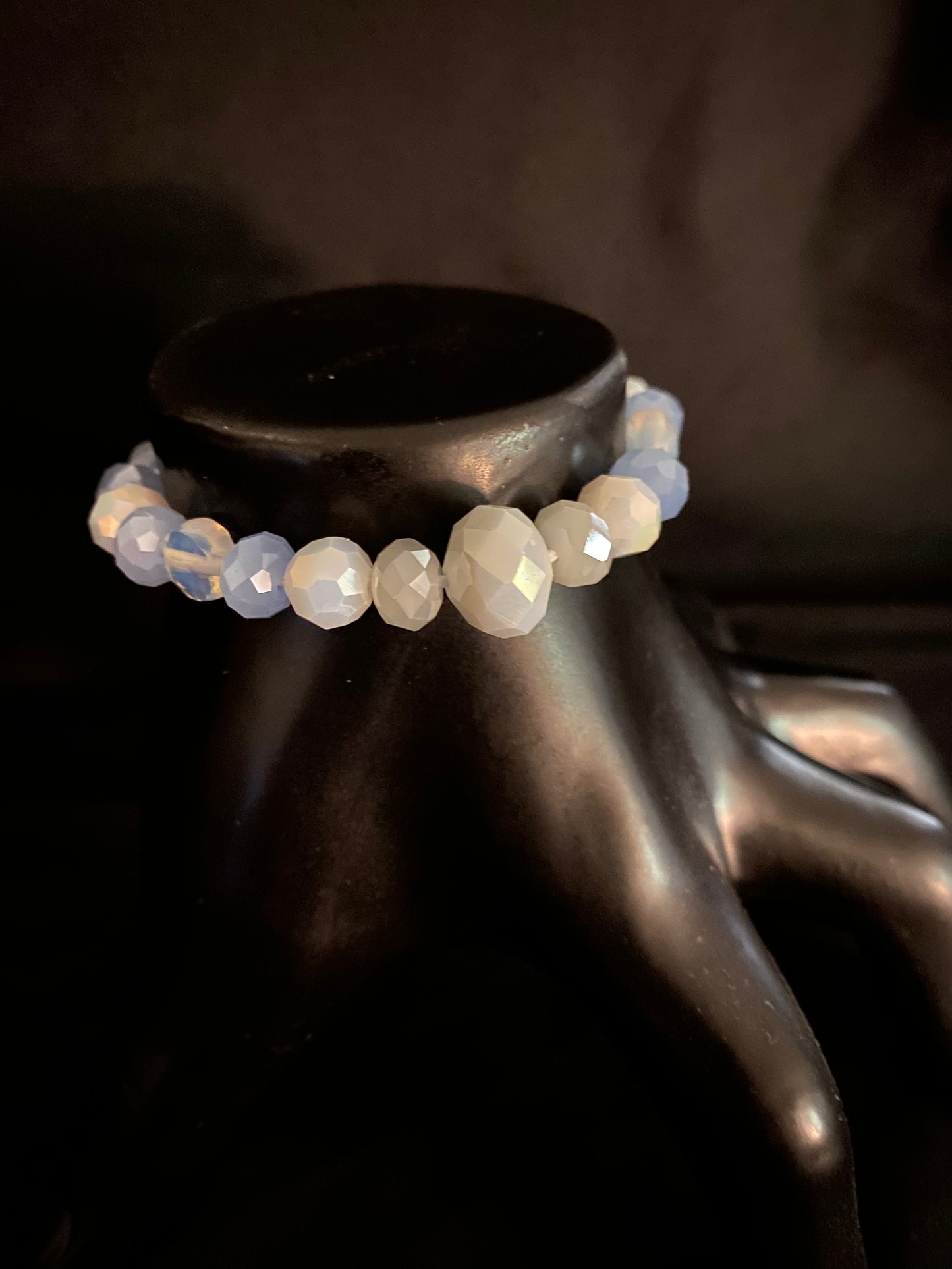 Light Blue and White Elastic Bracelet